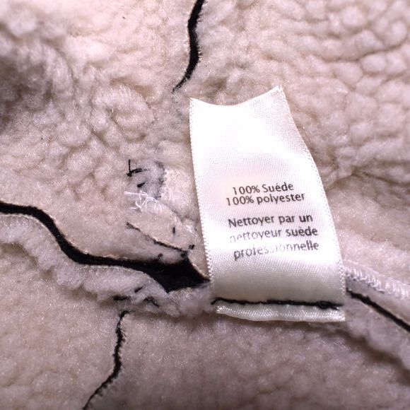 Ecru Anthropologie Suede Sherpa Lined jacket Size Small Black - Picture 14 of 14